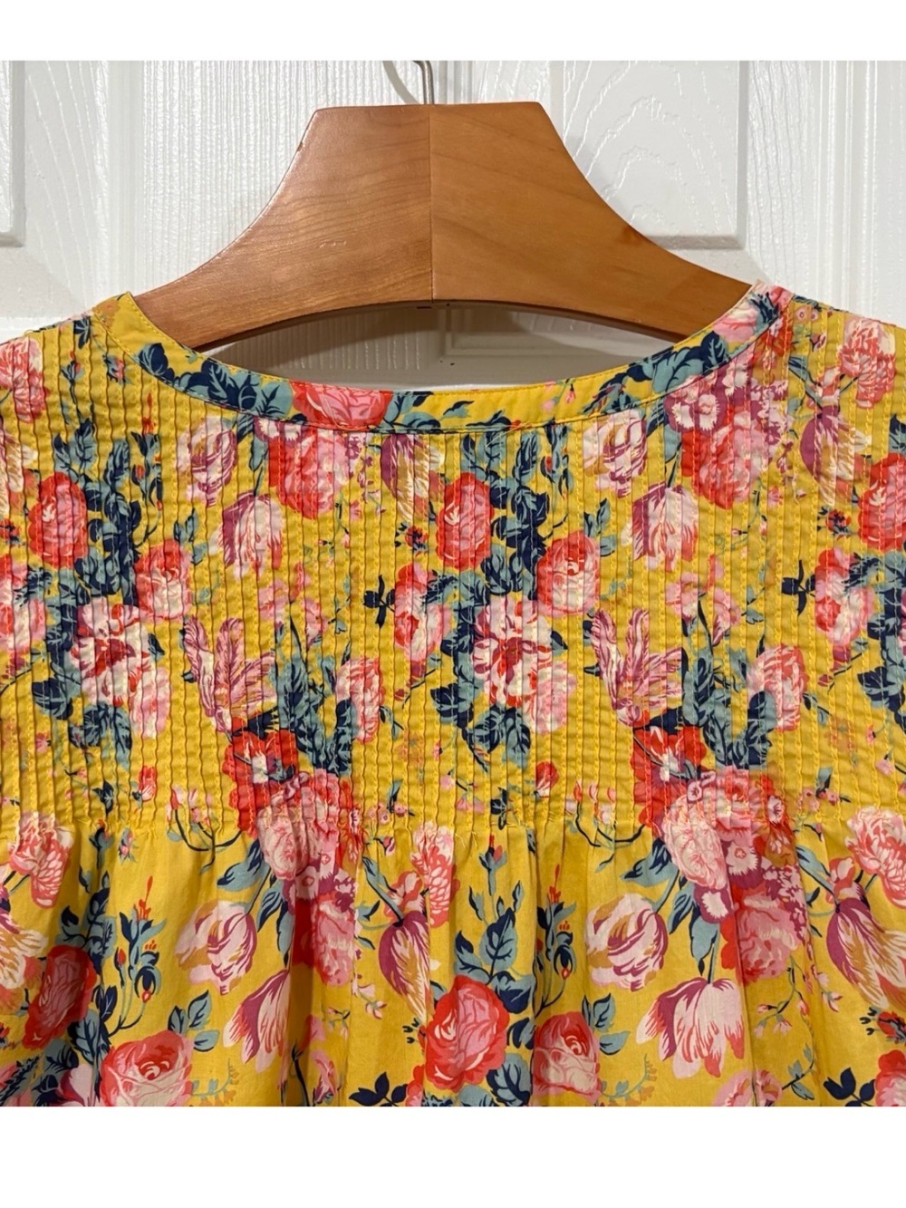 J. Crew Liberty Floral Cotton Blouse Size 10 Yellow Pink - Picture 7 of 15